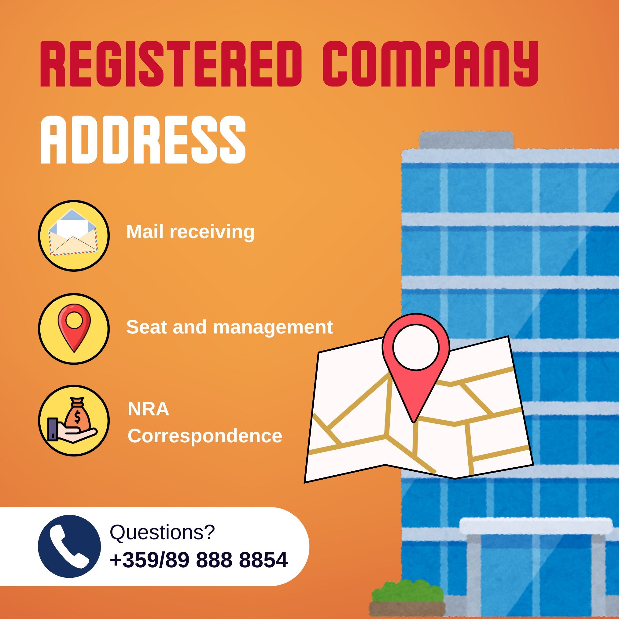 Dirección de la empresa registrada (con manejo de correo)